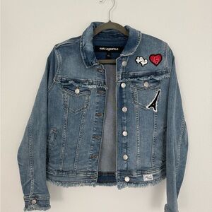 Karl Lagerfeld Blue Denim Jacket with Patches